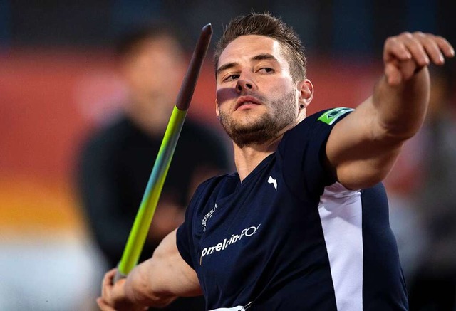 Johannes Vetter will in Sachen Olympia...haft am Wochenende in Braunschweig ab.  | Foto: Hendrik Schmidt (dpa)