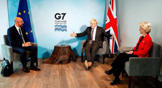 Gesprche zwischen Grobritannien und der EU am Rande des G7-Gipfels.  | Foto: Peter Nicholls (dpa)
