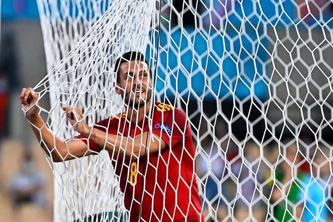 Den Ball brachten die Spanier nicht in...11; aber ihren Mittelfeldspieler Koke.  | Foto: Pierre Philippe Marcou (dpa)