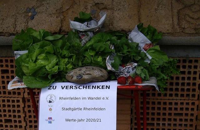 Die Gruppe Rheinfelden im Wandel, die ... verschenkt Salat &#8211; wenn es hat.  | Foto: privat