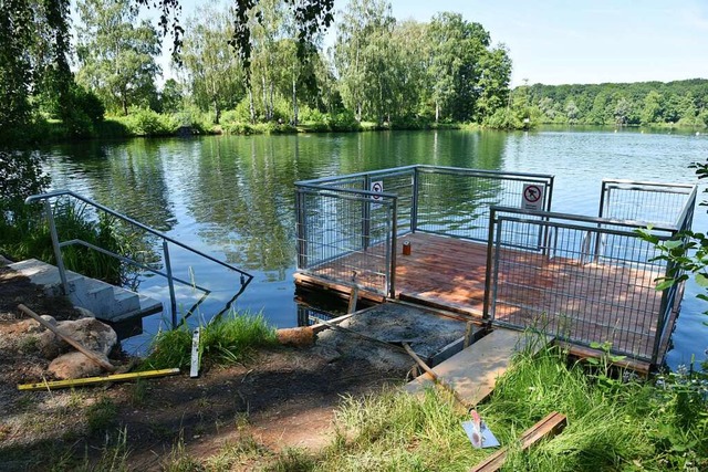 Gearbeitet wurde offensichtlich noch a...ttform am Niederwaldsee in Kndringen.  | Foto: Benedikt Sommer