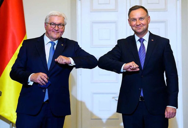 Bundesprsident Frank-Walter Steinmeie...sidenten &#8222;den Ellenbogen&#8220;.  | Foto: Bernd von Jutrczenka (dpa)