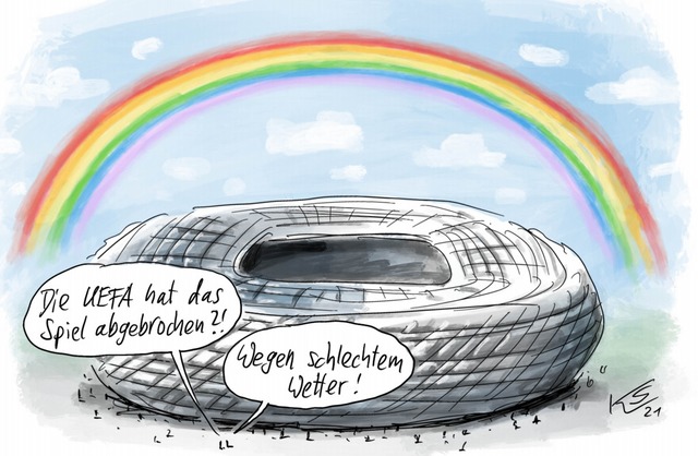 So sieht unser Karikaturist den Streit...nicht erlaubte Symbol gegen Homophobie  | Foto: Klaus Stuttmann