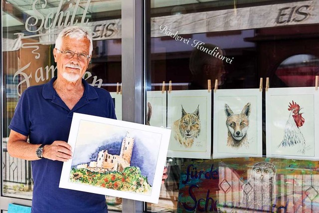 Knstler Peter Seip stellt in den Scha...gunsten des Schwarzwaldzoos verkauft.   | Foto: Gabriele Zahn