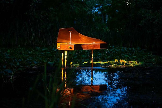 Jenseits der Schwerkraft und in stille...Teich vor der Musikhochschule Freiburg  | Foto: Rainer Muranyi