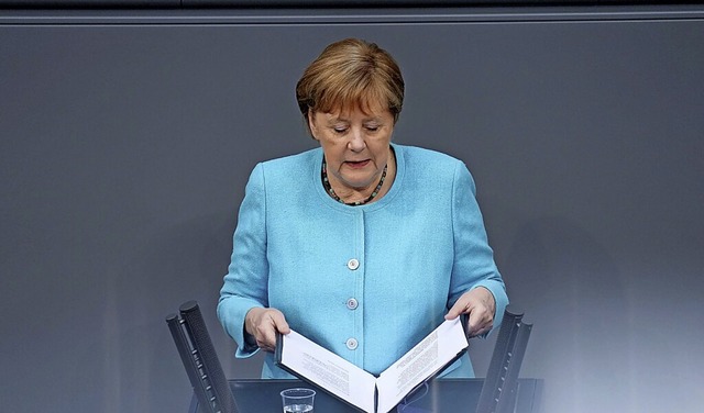 Am Donnerstag hielt Kanzlerin Merkel ihre letzte Regierungserklrung  | Foto: Kay Nietfeld (dpa)