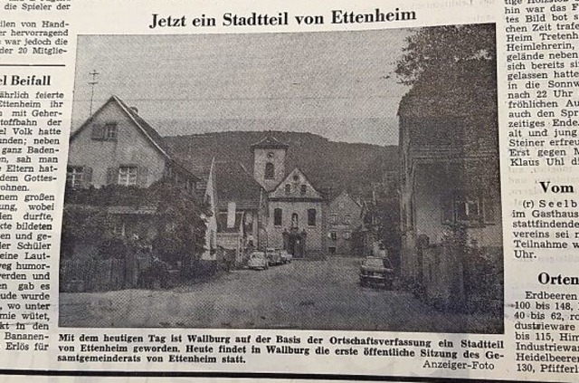 Am Tag der Eingemeindung von Wallburg ...chte die Badische Zeitung dieses Foto. | Foto: Badische Zeitung Am Tag der Eingemeindung von Wallburg ...chte die Badische Zeitung dieses Foto. | Foto: Badische Zeitung