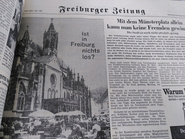 Um Freiburgs touristische Attraktivitt sorgte sich die BZ im Juni 1971.  | Foto: Moritz Neufeld