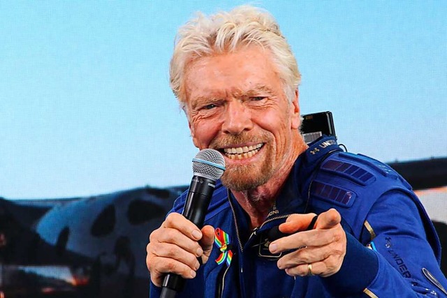 Richard Branson hat sich seinen Kindhe...e Milliardr ist ins Weltall geflogen.  | Foto: Susan Montoya Bryan (dpa)