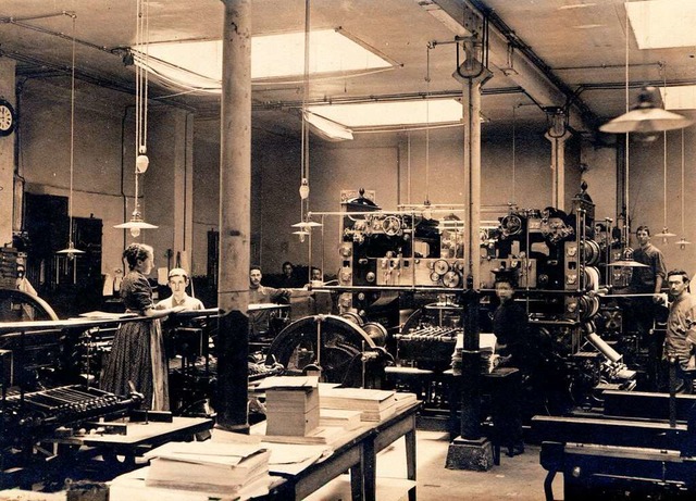 Bis 1925 standen im Maschinensaal bei ...beiden 16-seitigen Rotationsmaschinen.  | Foto: bz
