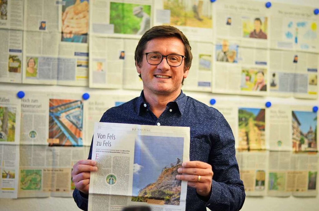 Vor der Browand mit fertigen Seriense...- und Serienredakteur Michael Neubauer  | Foto: Kathrin Blum