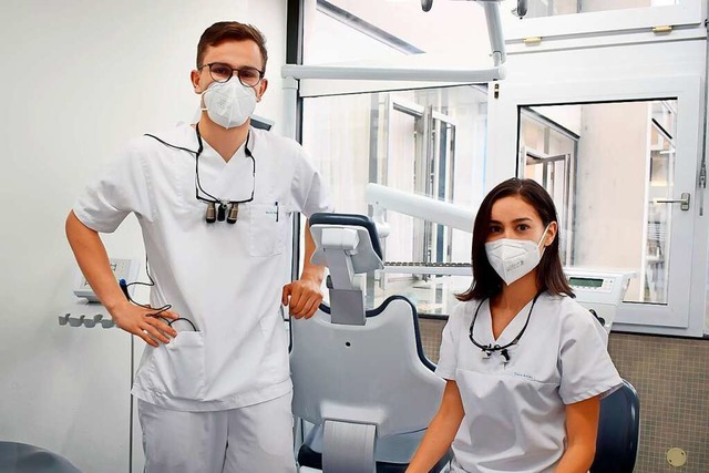 Martin Henle und Dilara Arslan von der Fachschaft Zahnmedizin  | Foto: Uni Freiburg