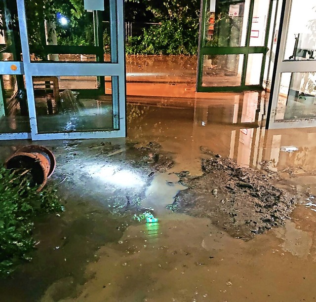 In der Nacht zum Freitag werden Gebud...rwehr Rheinfelden pumpt das Wasser ab.  | Foto: Andreas Lais