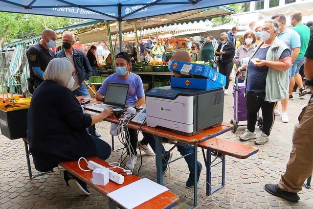 Am Samstag fand die Pop-up-Impfaktion ...ntrum und der Badischen Zeitung statt.  | Foto: Peter Gerigk