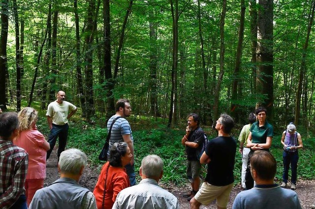 Im Staatswald bei Feldberg tauschten s...hensweise der Waldbewirtschaftung aus.  | Foto: Volker Mnch