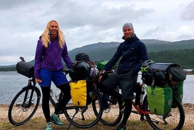 Timo Berger aus Friesenheim fhrt mit dem Fahrrad bis zum Nordkap