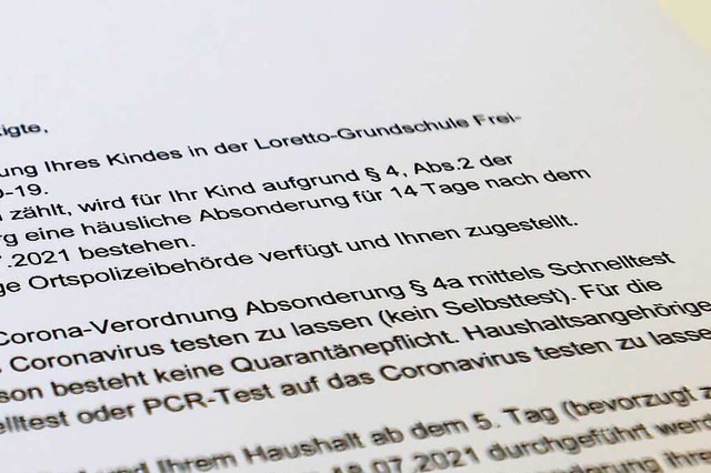 Aus einem Brief des Gesundheitsamts an...; heit nichts anderes als Quarantne.  | Foto: Ingo Schneider