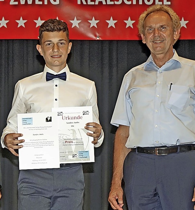 Preistrger der Stefan-Zweig-Realschul...) erhielt den Sozialpreis der Schule.   | Foto: Dieter Arnold