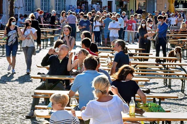 Am Flatterband, das die &#8222;Weintri...tzes trennt, gab es leichten Rckstau.  | Foto: Michael Bamberger