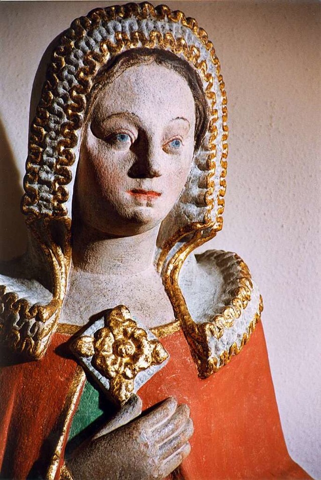 Maria Magdalena, Sandsteinskulptur vom... Frau in Neuenburg am Rhein (um 1380).  | Foto: Stadtarchiv Neuenburg