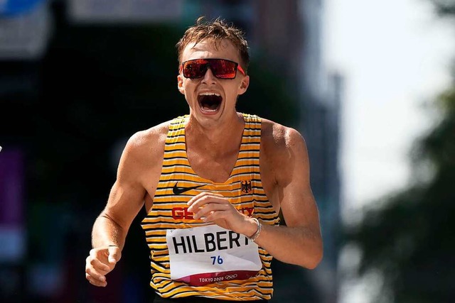 Nicht zu fassen:  Jonathan Hilbert aus Erfurt wird Zweiter ber 50 Kilometer.  | Foto: Shuji Kajiyama (dpa)