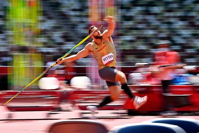 Johannes Vetter nimmt Anlauf zu den wi... Karriere im Olympiastadion von Tokio.  | Foto: BEN STANSALL (AFP)