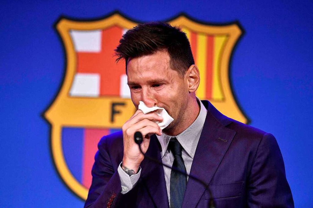 Lionel Messi bei seinem Abschied unter Tränen  | Foto: PAU BARRENA (AFP)