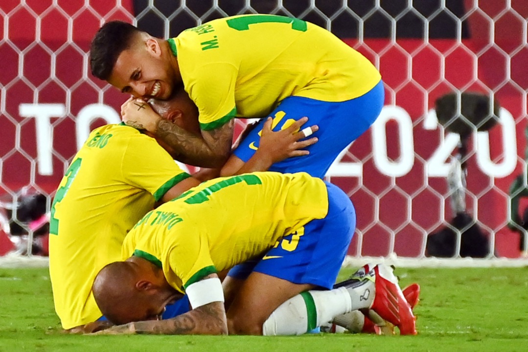 Freude bei den Brasilianern.  | Foto: LOIC VENANCE (AFP)