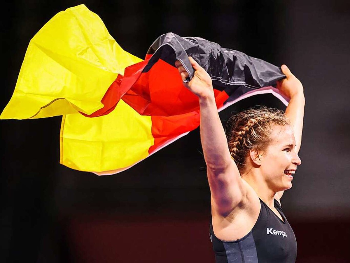 Aline Rotter-Focken vom Bundessttzpunkt der Ringerinnen in Freiburg krnt ihre sportliche Karriere mit Gold.