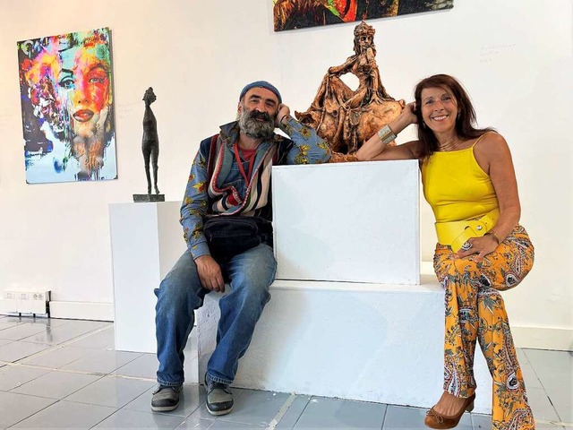 Irakli Chkhartishvili und Adlia Clavien zeigen ihre Arbeiten.  | Foto: Barbara Ruda