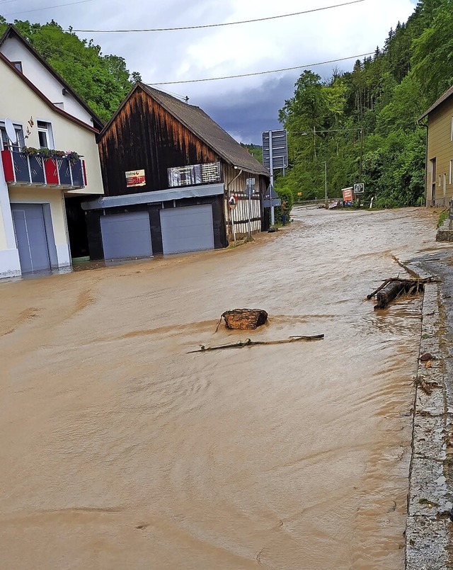 Land unter in Grimmelshofen. Innerhalb...t und evakuierte Menschen aus Husern.  | Foto: Agnes Kaiser