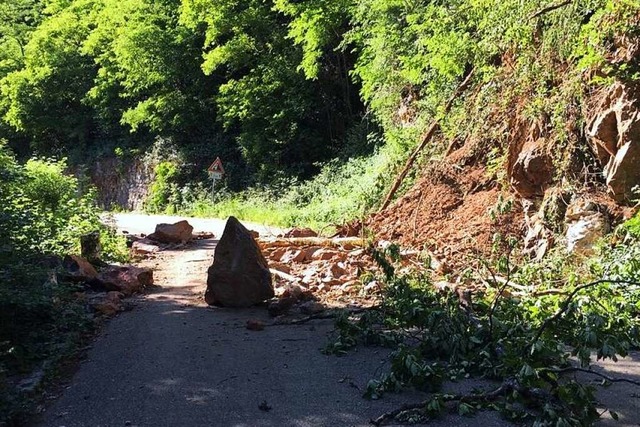 Ein Steinschlag auf der Albtalstrae im Jahr 2020  | Foto: Hans-Jrgen Sackmann