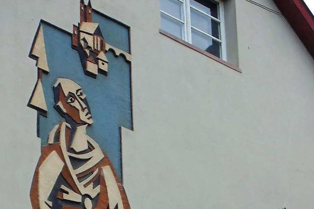 Ein Graffito des heiligen Fridolin