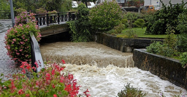 Der Degerfelder Dorfbach bei Hochwasser im Sommer 2007  | Foto: Ingrid Bhm-Jacob