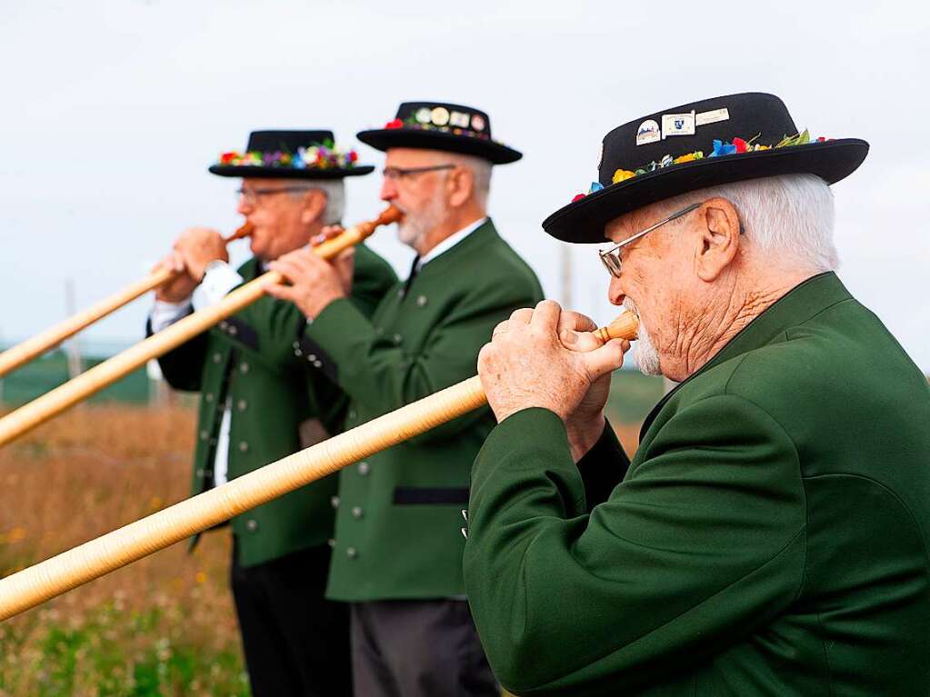 9. Internationalen Alphorntreffen auf dem Feldberg. Die  Schneckentler Alphornblser aus Pfaffenweiler begleiteten den Berggottesdienst. 