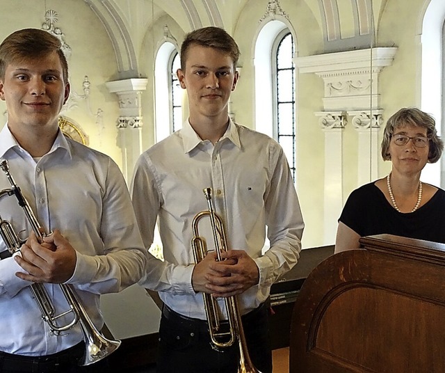 Johannes Drflinger (von links), Johannes Jensen und Kantorin Anne Roosmann  | Foto: suedkurier