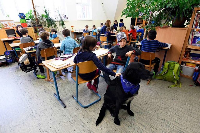 Sehr beliebt bei den Kindern des  Herz...orts war auch Labradormischling Kalli.  | Foto: Thomas Kunz