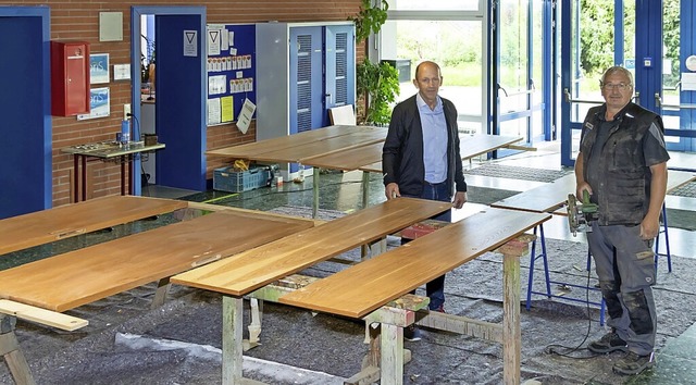 Sanierung und Groputz im Schulgebude...ehringer und Hausmeister Georg Mller.  | Foto: Wilfried Dieckmann