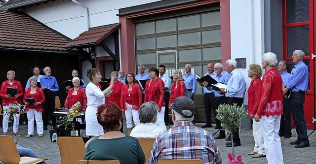 Frauen- und Mnnerchor des Gesangsvere...gemeinsam im Kndringer Zehnthof auf.   | Foto: Dagmar Barber