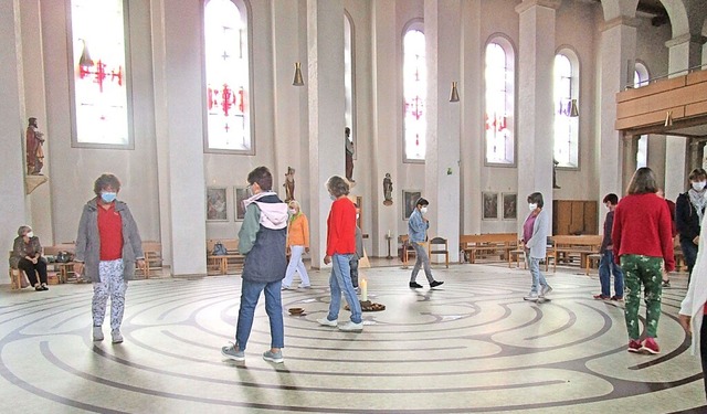 Meditation im &#8222;Labyrinth&#8220; der Grwihler Pfarrkirche  | Foto: Renate Griesser