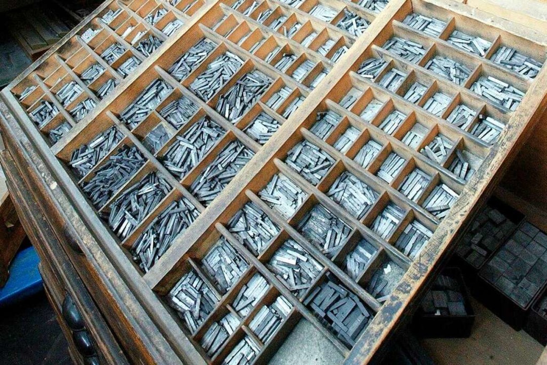 Mit solchen Buchstaben aus einem Setzk...s Setzers. Der ist heute ausgestorben.  | Foto: A3580 Reiner Voß