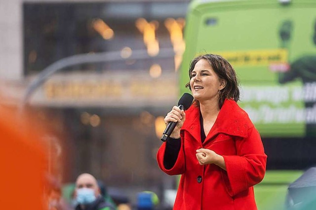Annalena Baerbock bei ihrem Wahlkampfauftritt in Hamburg.  | Foto: Chris Emil Janssen via www.imago-images.de