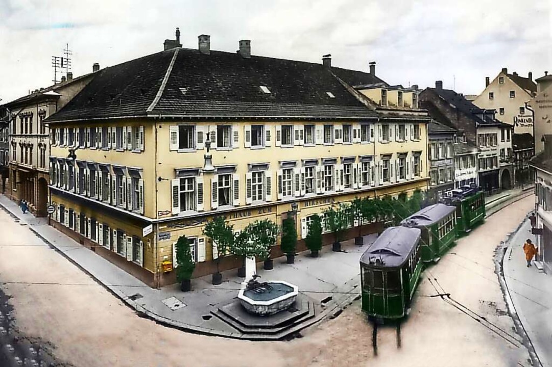 Aus kolorierten historischen Postkarte...die Turmstraße fahrende Tram zu sehen.  | Foto: Historische Postkarte/Tscheulin