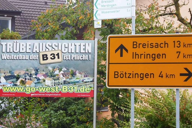 Das GO-West B 31 Schild der Brgerinit...inger/Wasenweiler Strae in Gottenheim  | Foto: Manfred Frietsch
