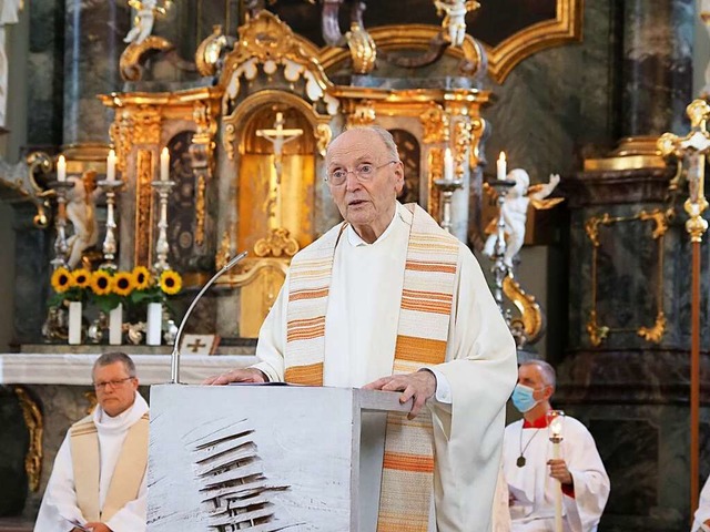 Wigbert Steinger beim Festgottesdienst.  | Foto: Michael Haberer