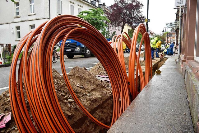 In der Wiehre sind die Kabel zum Grot...Ortsteilen kommt der Ausbau gut voran.  | Foto: Thomas Kunz