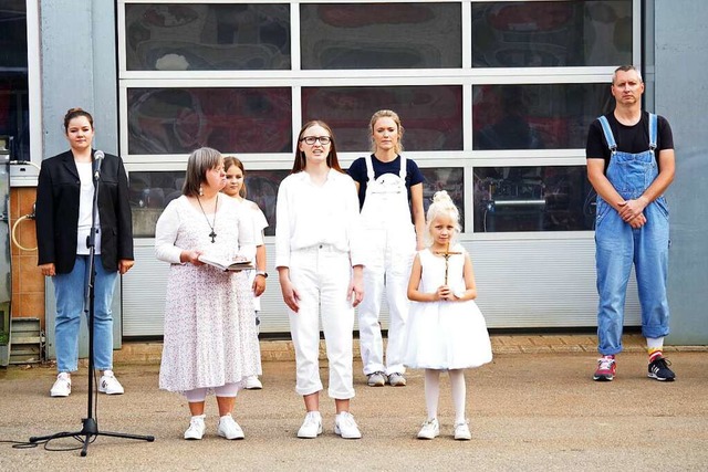 Die Protagonisten aus dem Schuttertal ... Spiel um das Schicksal des Jedermann.  | Foto: Beate Zehnle-Lehmann