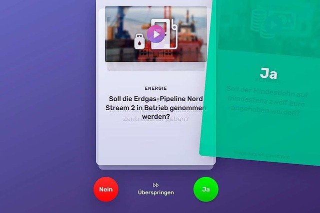 Die App Wahlswiper aus Freiburg will v...che erinnert an die Dating-App Tinder.  | Foto: Voteswiper