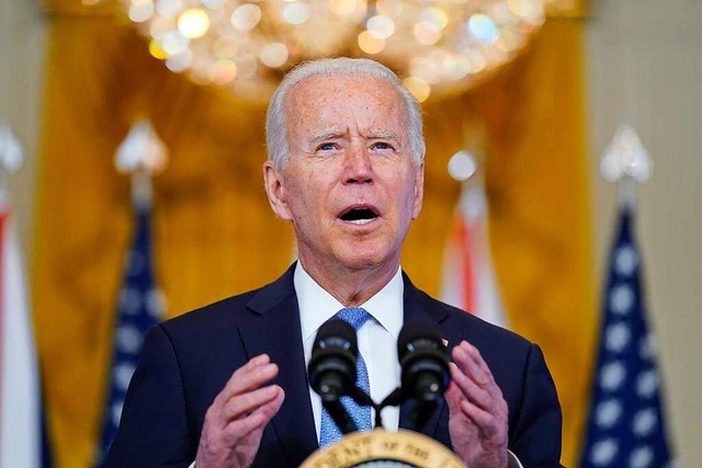 Joe Biden sendet eine Botschaft an China.  | Foto: Andrew Harnik (dpa)
