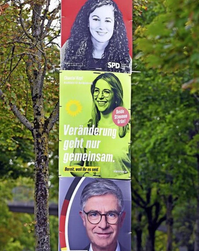 In Umfragen ist die SPD ebenso obenauf wie an diesem Laternenpfahl.  | Foto: Michael Bamberger